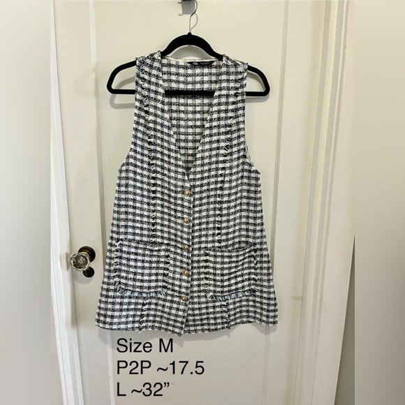 Zara Tweed Vest – Size Medium (P2P ~17.5”) - Picture 2 of 3